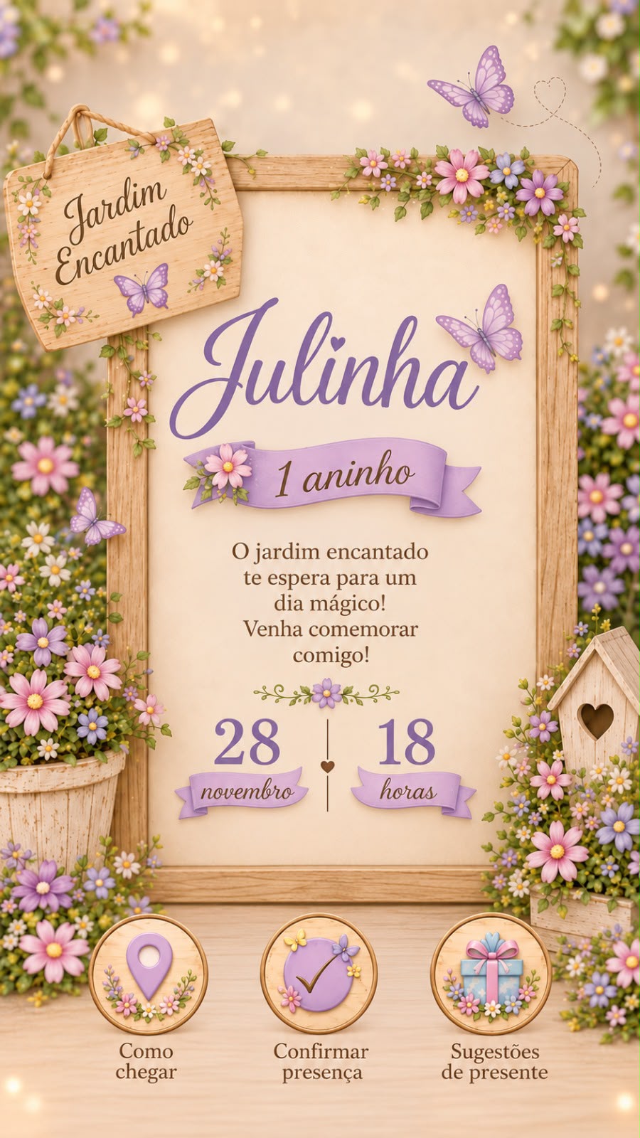 Julinha, 1 aninho, 28 de novembro às 18 horas